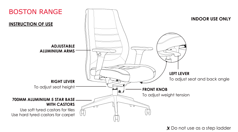 ST Boston Mid Back PU Leather Executive Chair