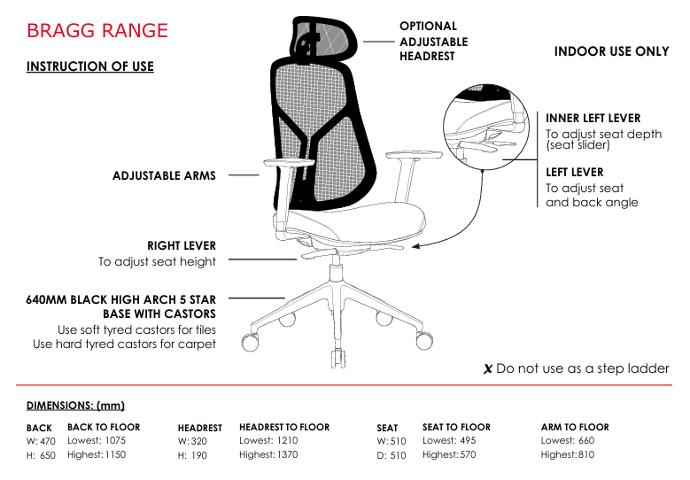ST Bragg Mesh Back Executive Chair with Headrest