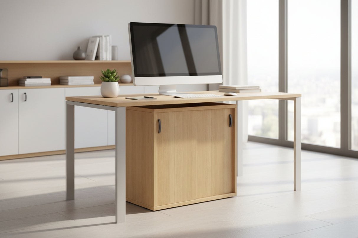 DD CC Plus 2 Sliding Door Under Desk Freestanding Storage Unit
