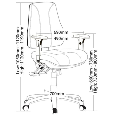 ST Comfort Fabric Upholstered Ergonomic Task Chair with Arms