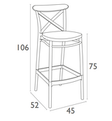 FL 5 Piece Outdoor Bar Table Setting with Cross Barstool