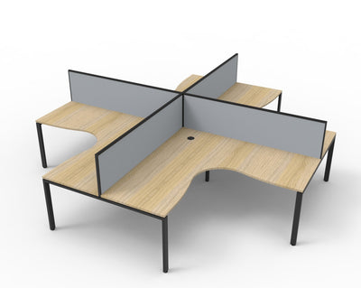 RL Infinity Profile Leg 4 People Corner Workstation with Screen