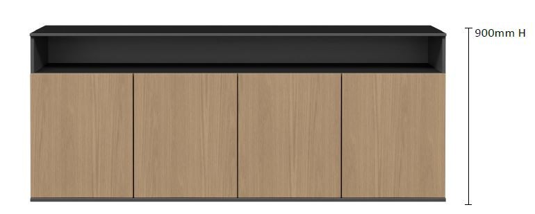 DD Chartres 4 Door Credenza Buffet with Open Cavity Storage