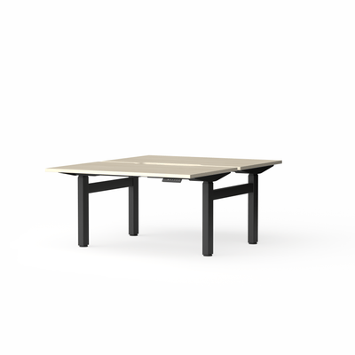 OL Klass Electric Height Adjustable Share Desk - Oak Ravine Top Black Fame