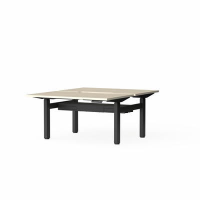 OL Klass Electric Height Adjustable Share Desk - Oak Matte Top Black Fame
