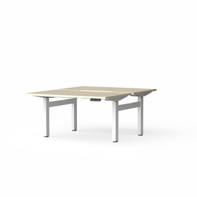 OL Klass Electric Height Adjustable Share Desk - New Oak Ravine Top White Fame
