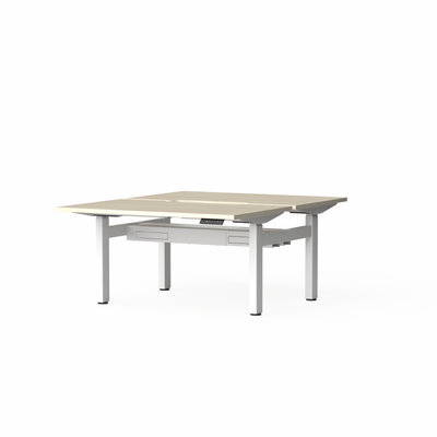 OL Klass Electric Height Adjustable Share Desk - Nordic Maple Top White Fame