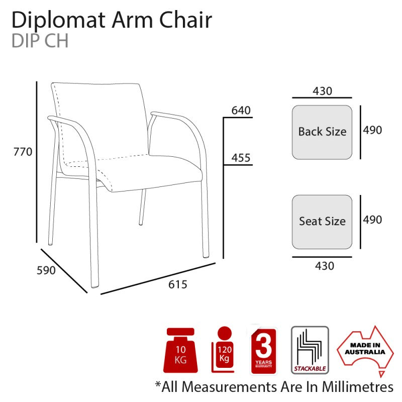 MA Diplomat Fabric Upholstered Stackable Visitor Armchair