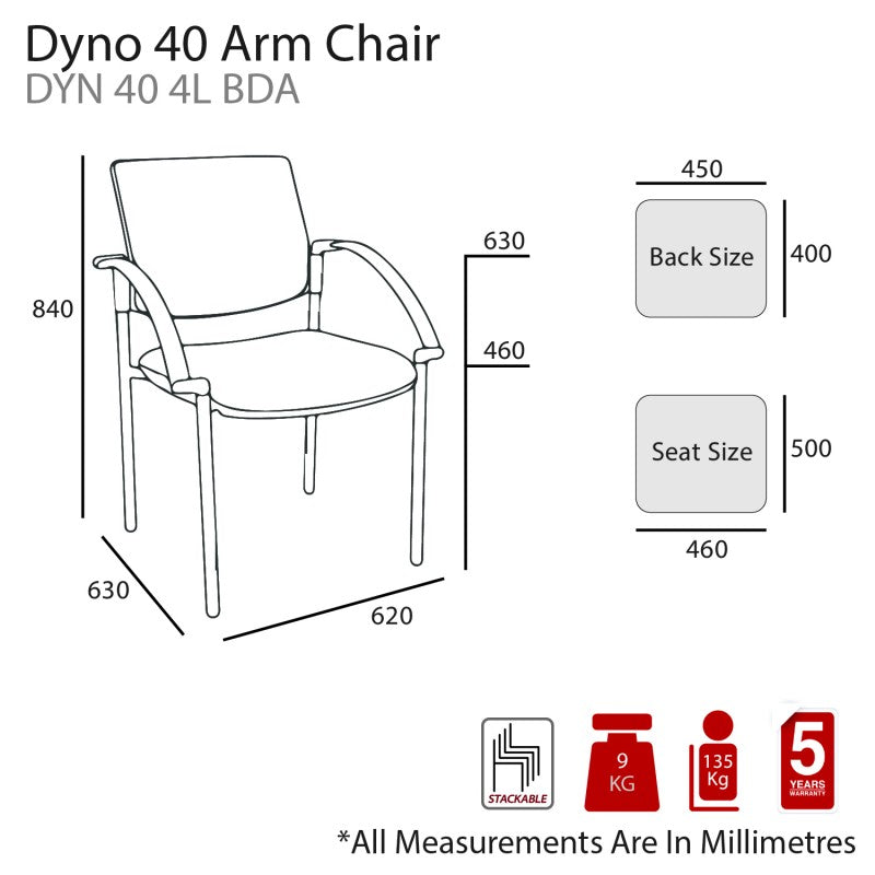 MA Dino 40 Fabric Upholstered 4 Leg Visitor Armchair