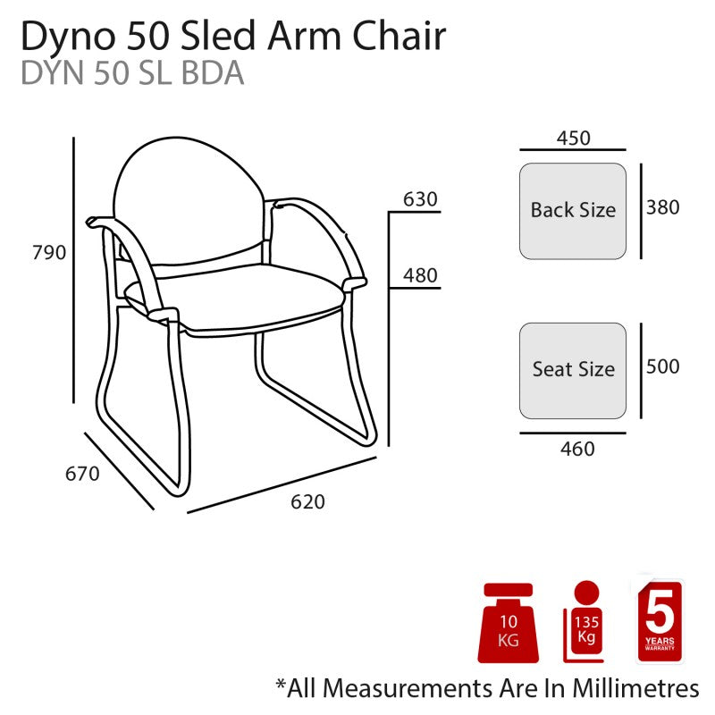 MA Dino 50 Fabric Upholstered Sled Base Visitor Arm Chair