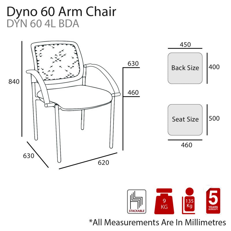 MA Dino 60 Fabric Upholstered 4 Leg Armchair