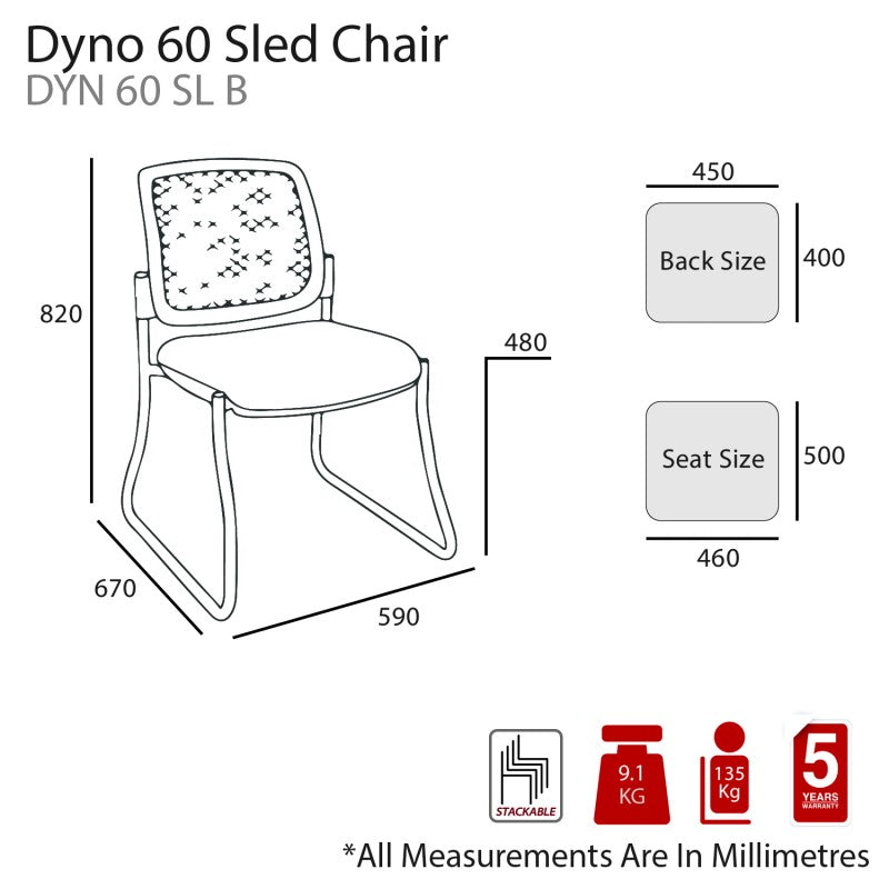 MA Dino 60 Fabric Upholstered Stackable Sled Base Visitor Chair