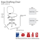 MA Ergo 300 Fabric Upholstered Ergonomic Drafting Chair