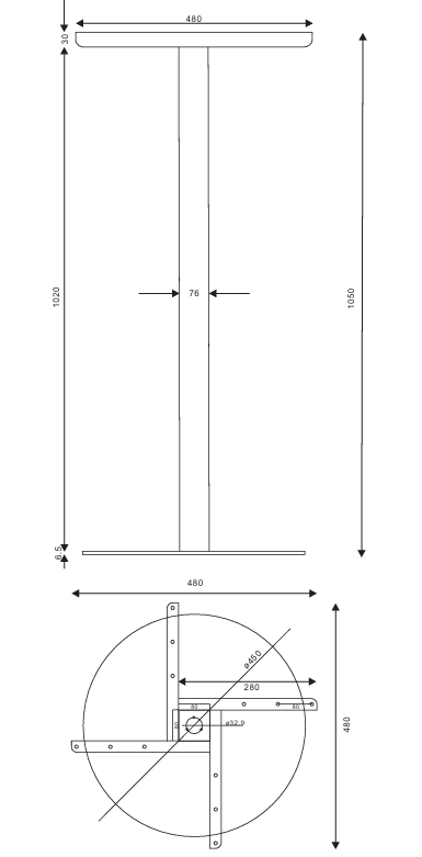 RL Estilo Metal Disc Base Bar Table Frame