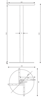 RL Estilo Metal Disc Base Bar Table Frame