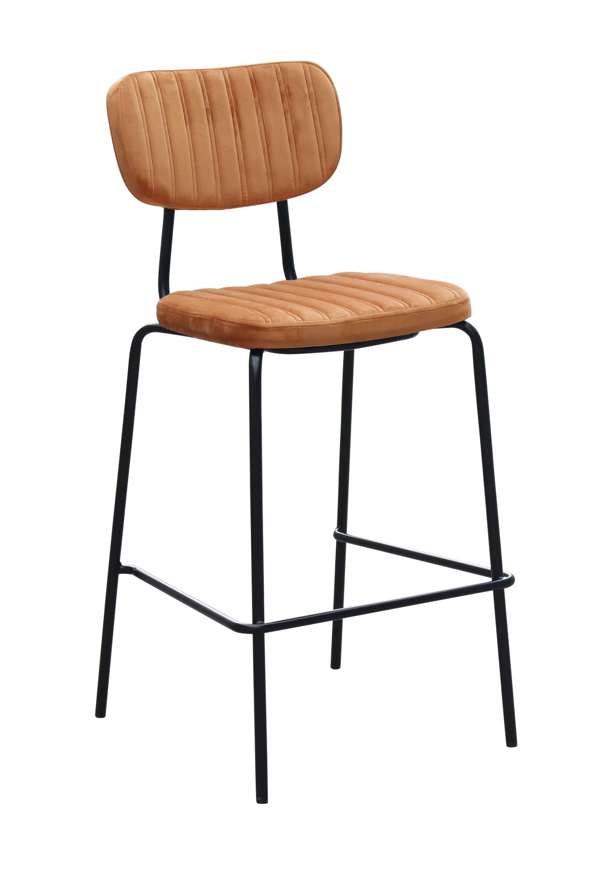 FL Tiramisu Velvet Upholstered Black Metal Frame Hospitality Barstool