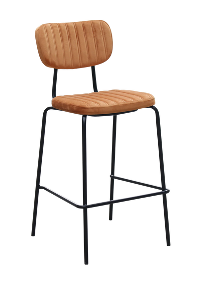 FL Tiramisu Velvet Upholstered Black Metal Frame Hospitality Barstool