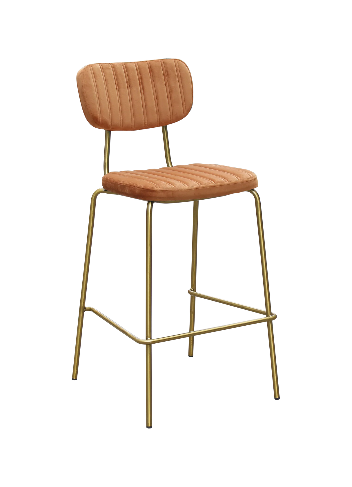 FL Tiramisu Velvet Upholstered Brass Frame Hospitality Barstool