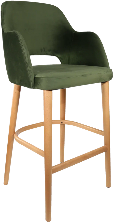 FL Sorbet Velvet Upholstered Timber Legs Hospitality Barstool