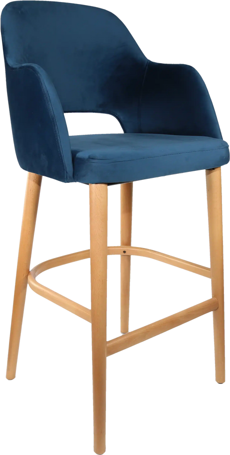 FL Sorbet Velvet Upholstered Timber Legs Hospitality Barstool