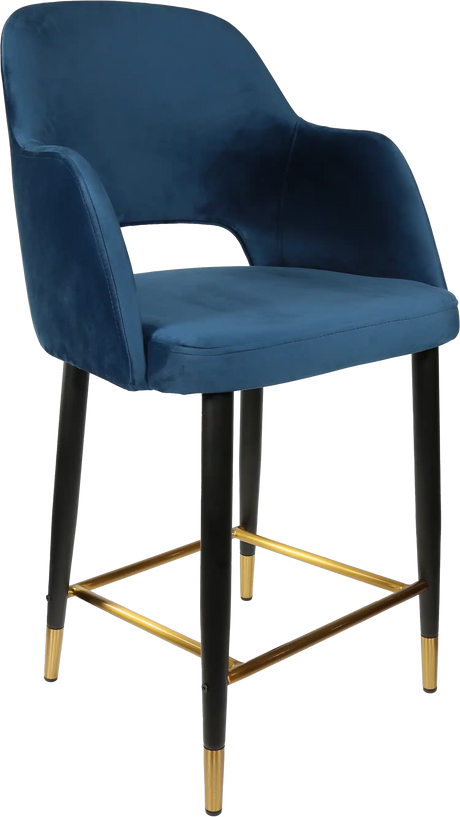 FL Sorbet Velvet Upholstered Metal Leg Hospitality Counter Stool