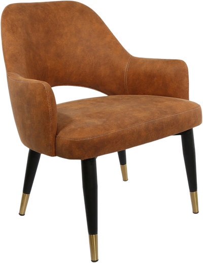 FL BonBon Vinyl Upholstered Black Metal Legs Brass Tips Hospitality Chair