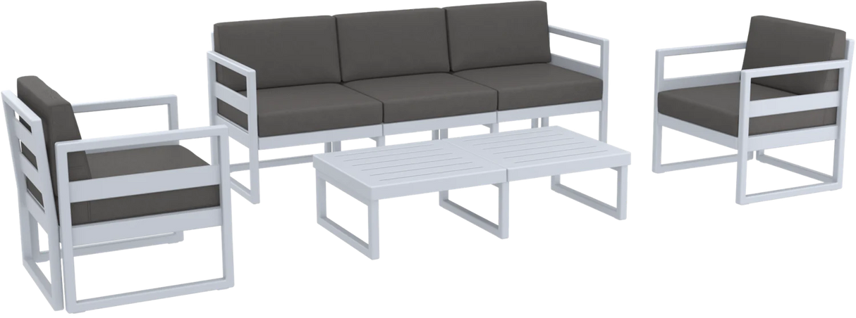 FL Mykonos Aluminium Hospitality Outdoor 5 Seater Lounge Set