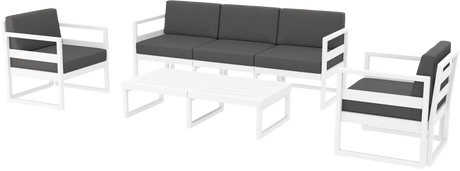 FL Mykonos Aluminium Hospitality Outdoor 5 Seater Lounge Set