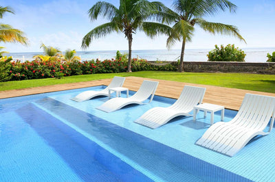 FL Slim 4 Slim Poolside Sunlounger & 2 Ocean Side Table Package
