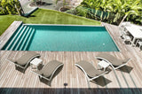 FL Slim 4 Slim Poolside Sunlounger with Cushion & 2 Ocean Side Table Package