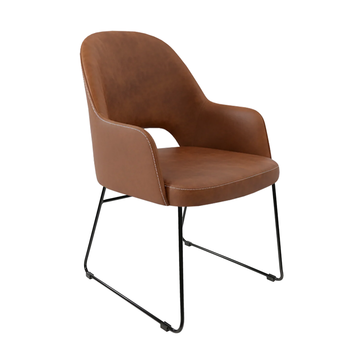 FL Orleans Upholstered Aluminium Sled Base Hospitality Dining Armchair