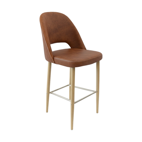 FL Orleans Crescent Upholstered Seat Aluminium Frame Hospitality Barstool