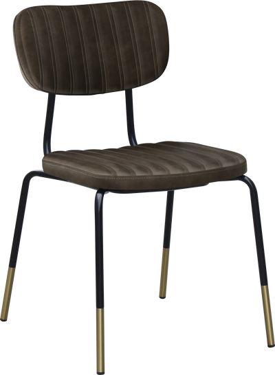 FL Tiramisu Premium Vinyl Upholstered Black Frame Brass Tip Function Chair