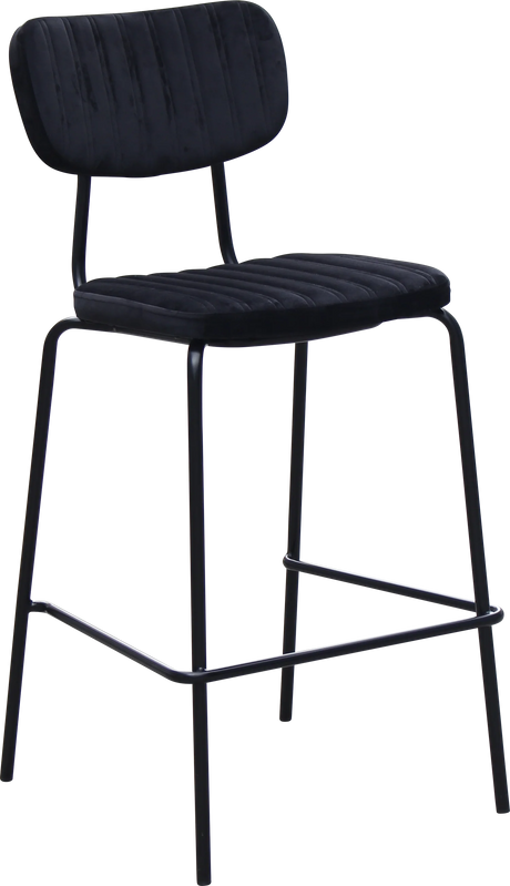 FL Tiramisu Velvet Upholstered Black Metal Frame Hospitality Barstool