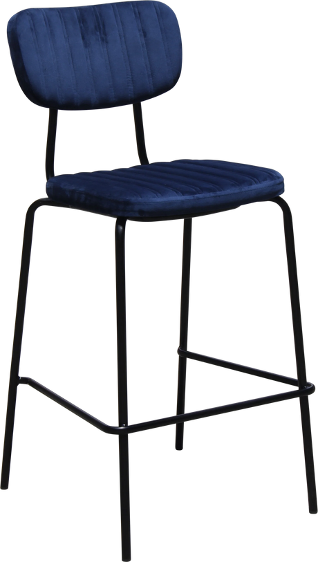 FL Tiramisu Velvet Upholstered Black Metal Frame Hospitality Barstool