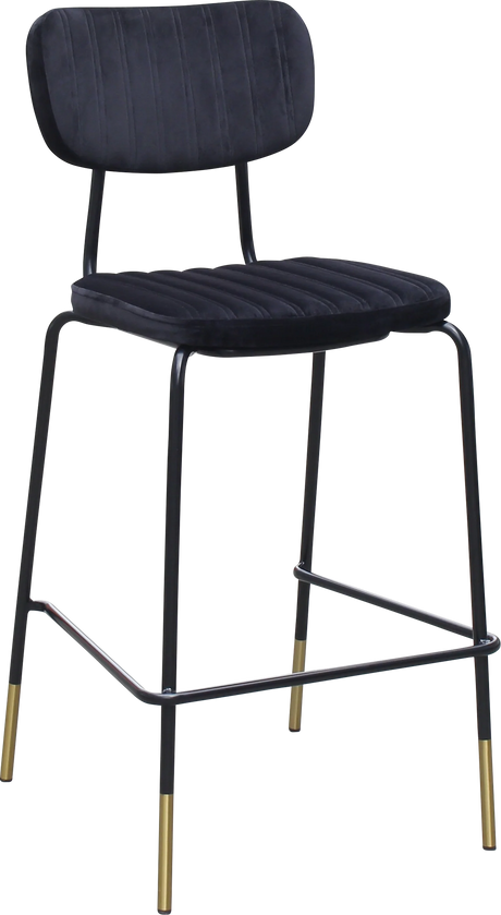 FL Tiramisu Velvet Upholstered Black Frame Brass Tips Hospitality Barstool