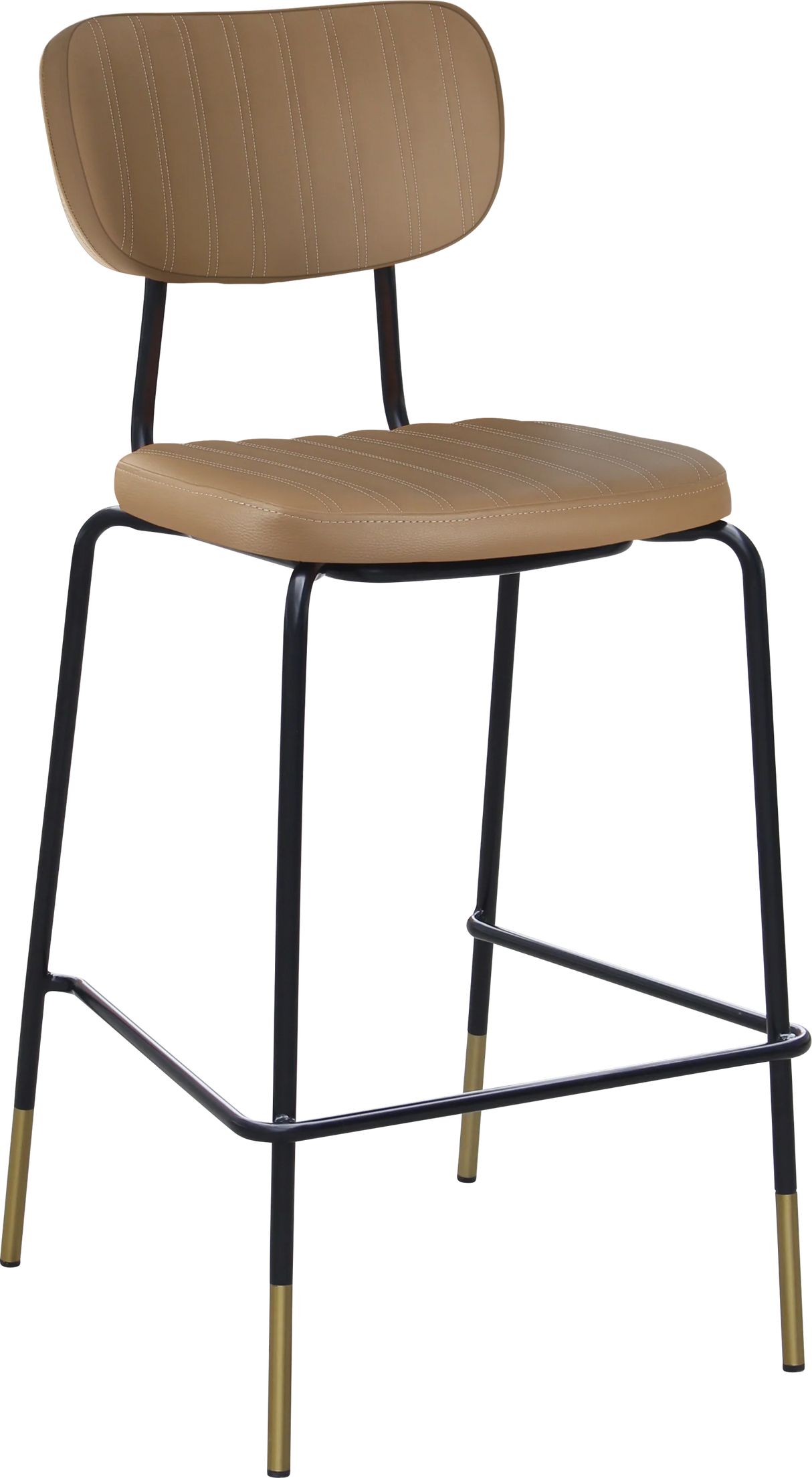 FL Tiramisu Vinyl Upholstered Black Frame Brass Tips Hospitality Barstool