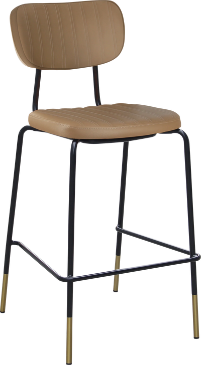 FL Tiramisu Vinyl Upholstered Black Frame Brass Tips Hospitality Barstool