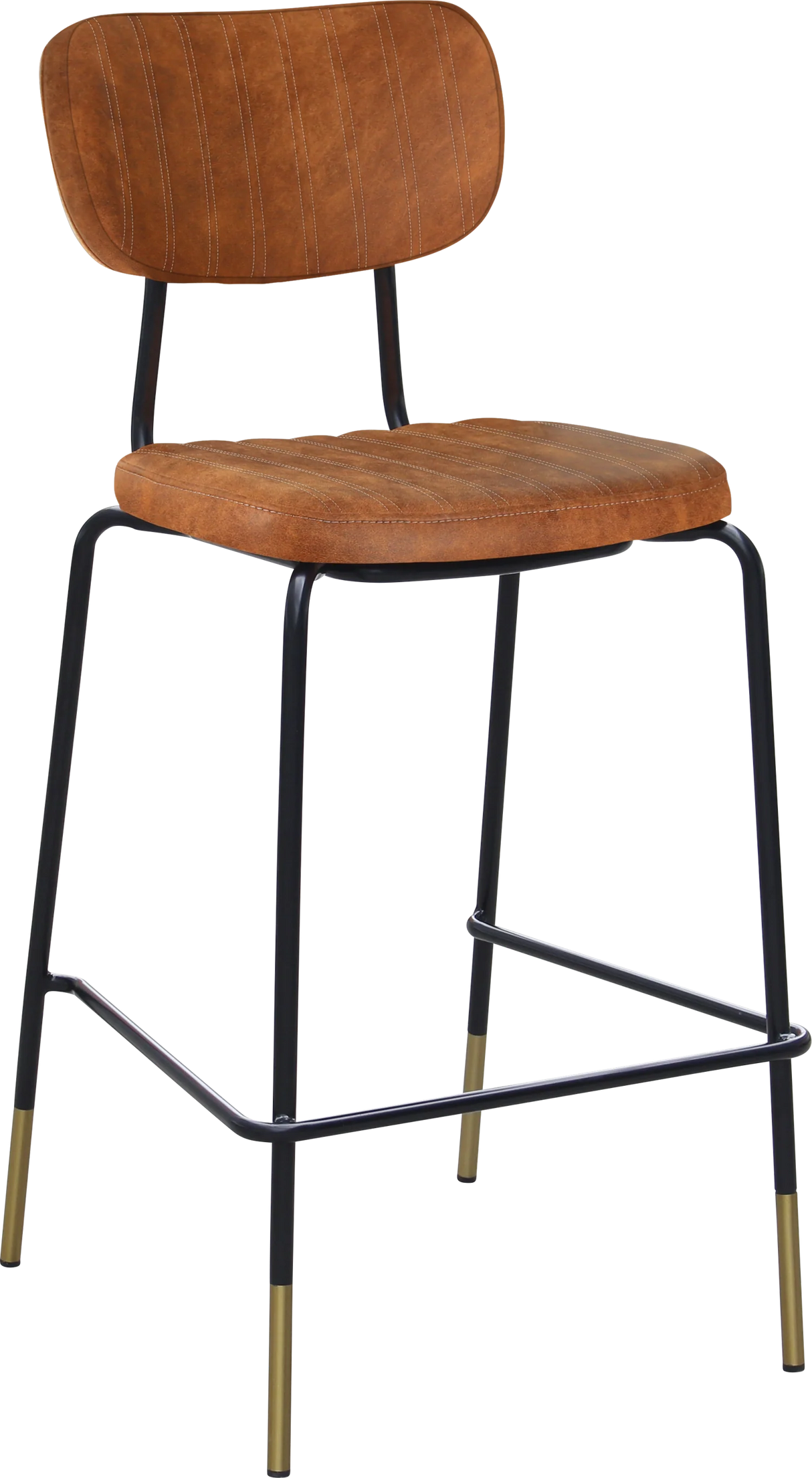 FL Tiramisu Premium Vinyl Upholstered Black Frame Brass Tips Hospitality Barstool