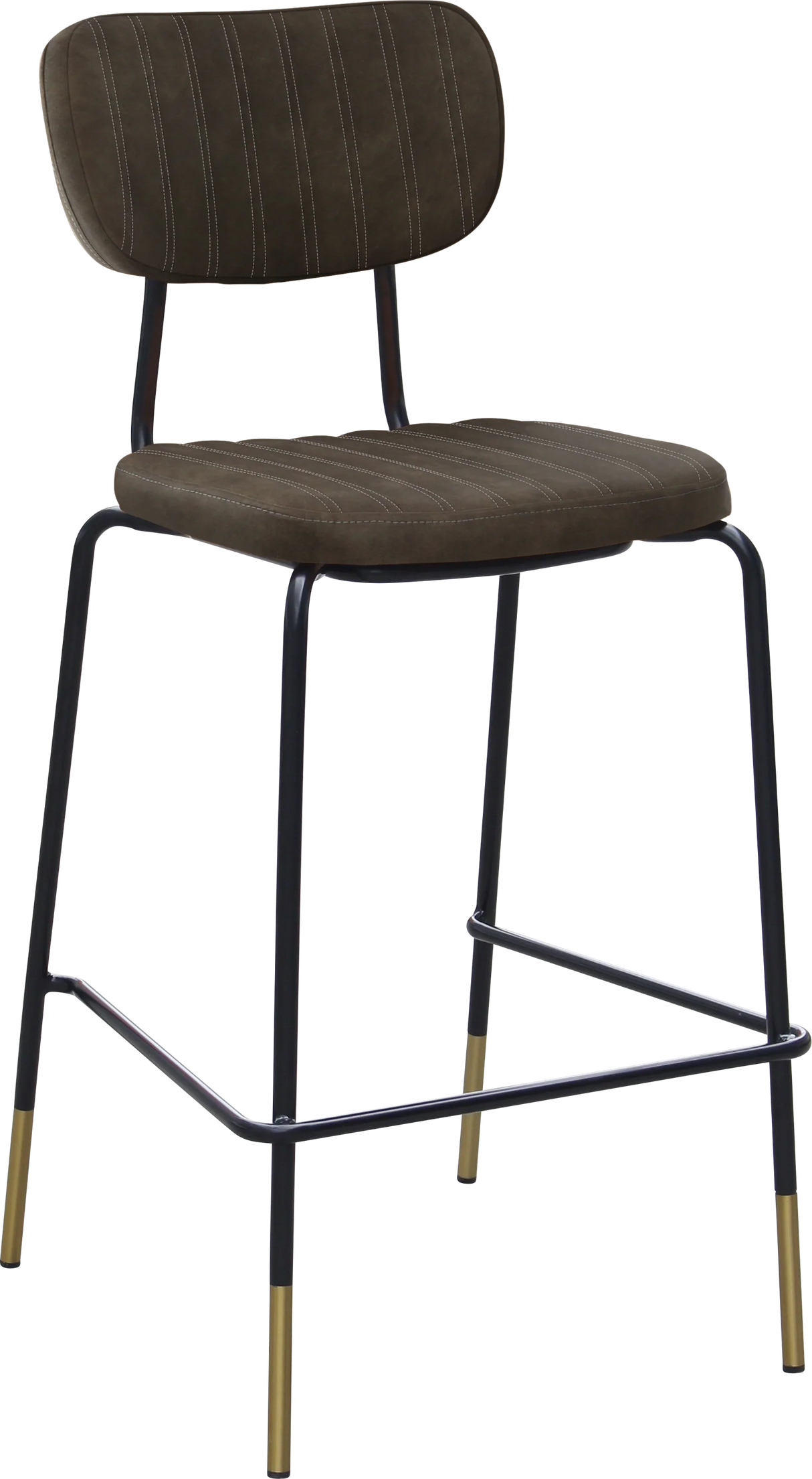 FL Tiramisu Premium Vinyl Upholstered Black Frame Brass Tips Hospitality Barstool