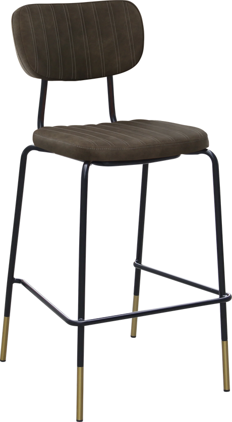 FL Tiramisu Premium Vinyl Upholstered Black Frame Brass Tips Hospitality Barstool