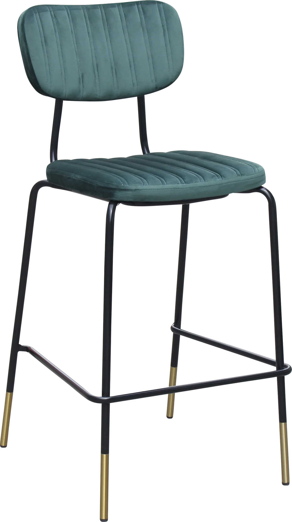 FL Tiramisu Velvet Upholstered Black Frame Brass Tips Hospitality Barstool