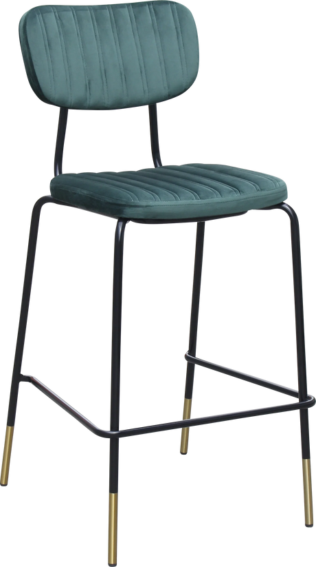 FL Tiramisu Velvet Upholstered Black Frame Brass Tips Hospitality Barstool