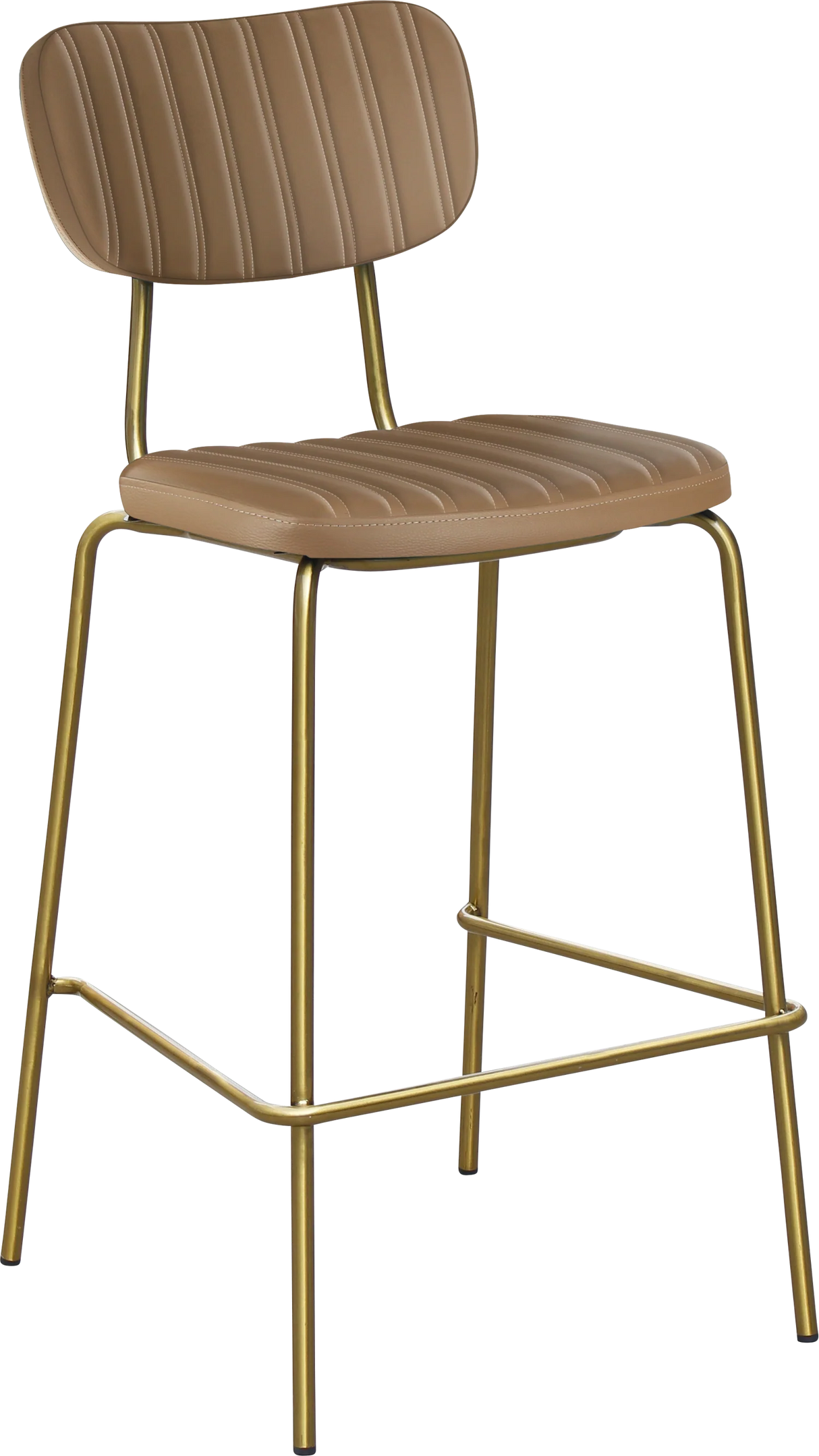 FL Tiramisu Vinyl Upholstered Brass Frame Hospitality Barstool