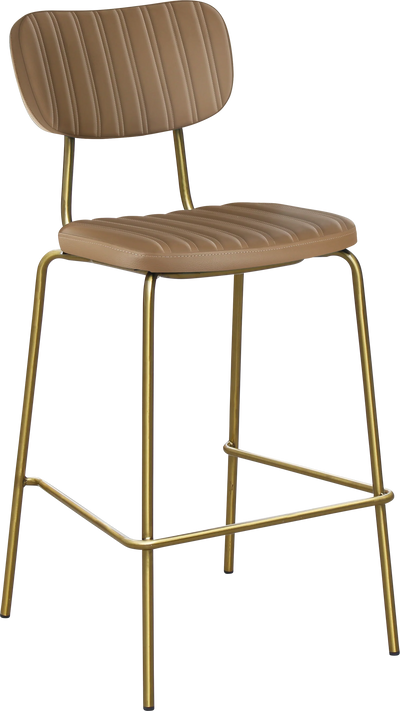 FL Tiramisu Vinyl Upholstered Brass Frame Hospitality Barstool