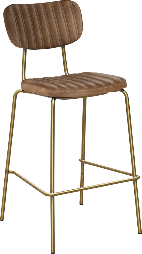 FL Tiramisu Premium Vinyl Upholstered Brass Frame Barstool