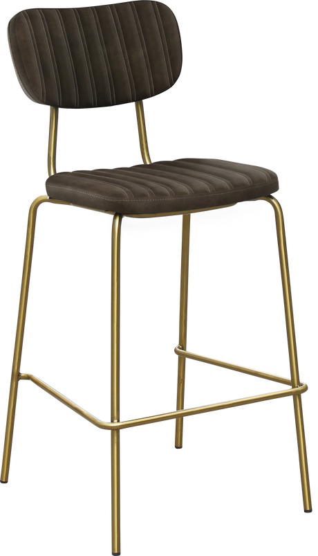 FL Tiramisu Premium Vinyl Upholstered Brass Frame Barstool