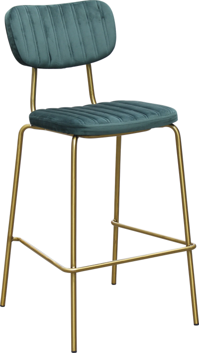 FL Tiramisu Velvet Upholstered Brass Frame Hospitality Barstool
