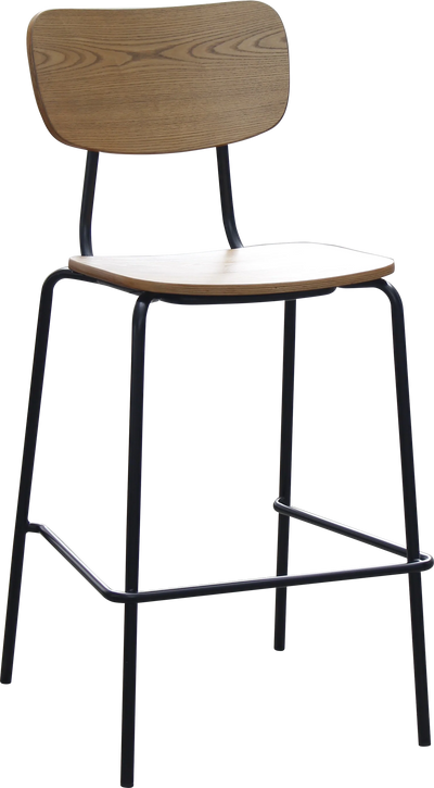 FL Tiramisu Plywood Black Metal Frame Hospitality Barstool