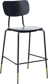 FL Tiramisu Plywood Black Metal Frame with Brass Tip Hospitality Barstool